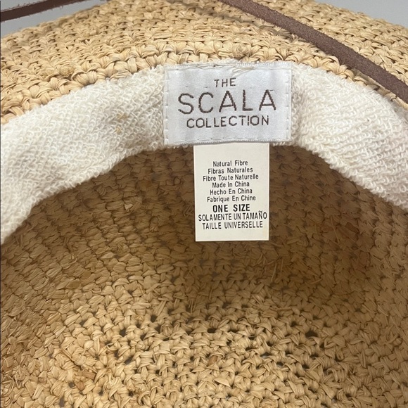 Scala Natural wide brim Straw Hat Brown leather chin strap & Band main image 7